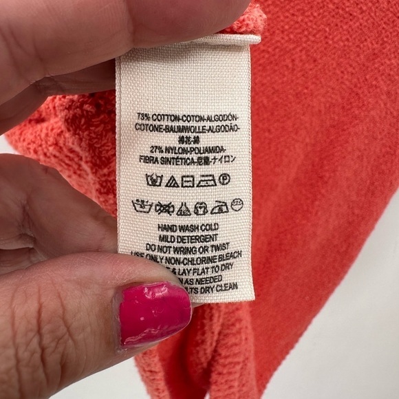 FREE PEOPLE SUMMER ROMANCE oversized orange V-neck boho sleeveless knit top S - Picture 7 of 10